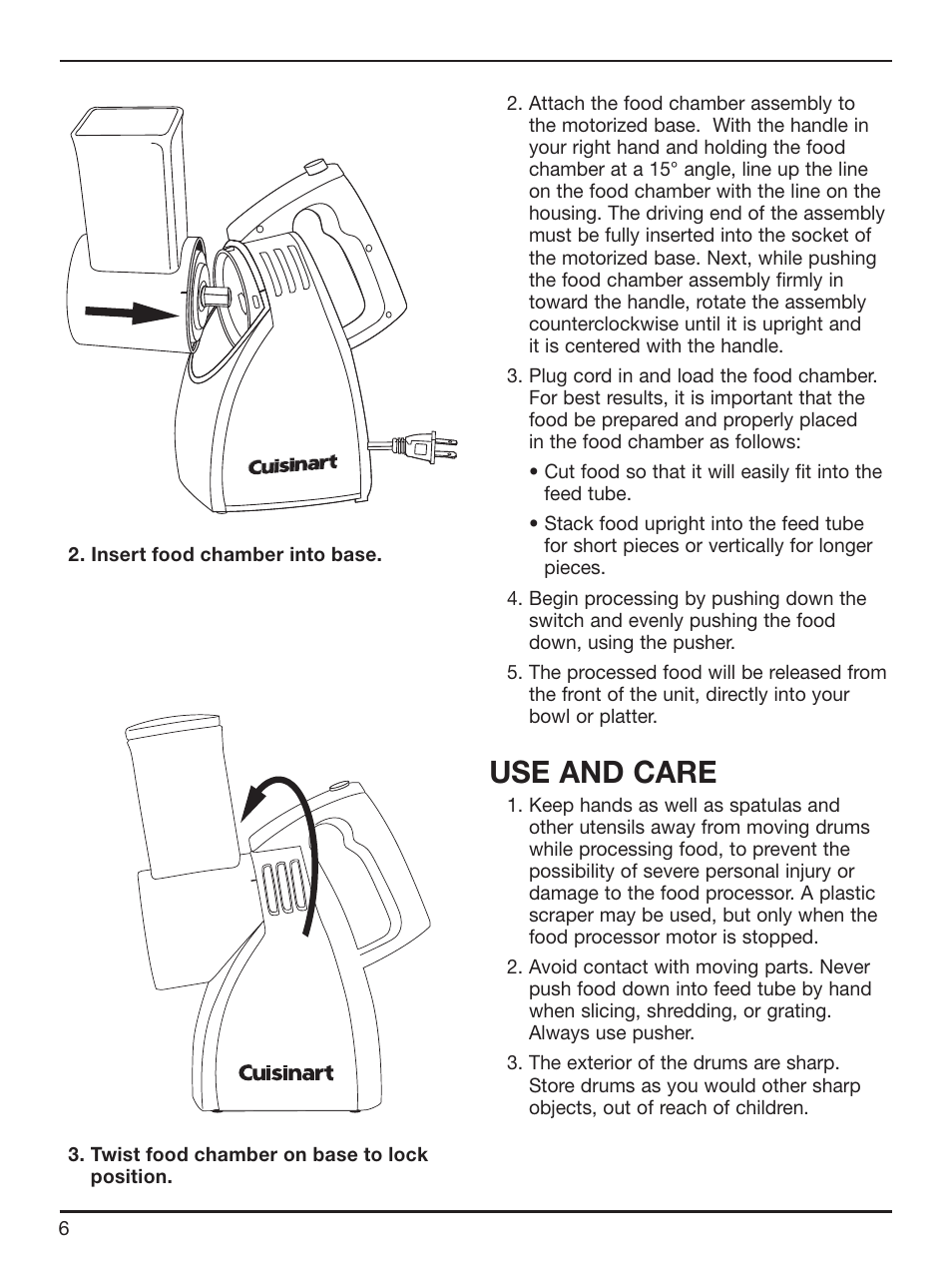 Use and care | Cuisinart HFP-300 User Manual | Page 6 / 21