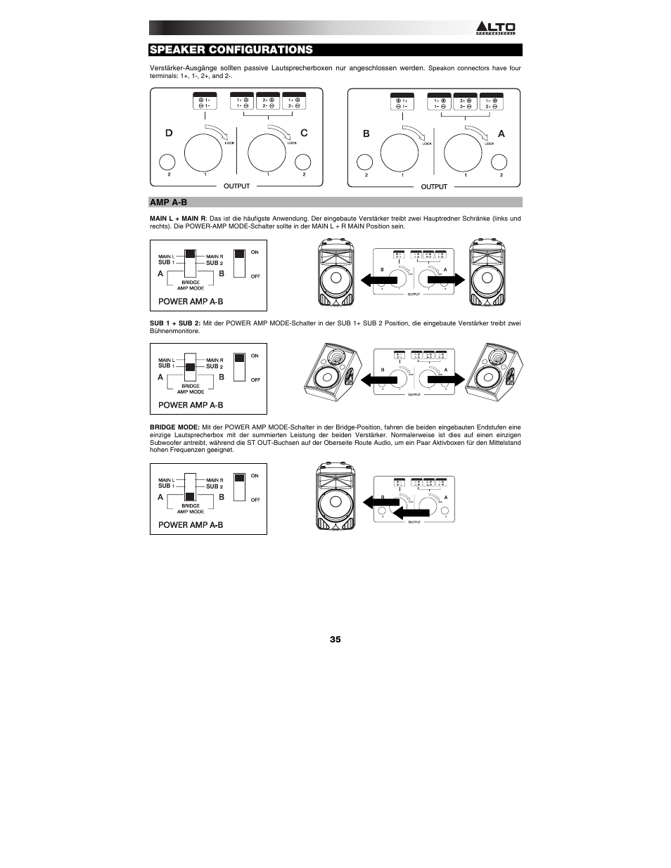 Speaker configurations | Alto Professional TMX200DFX User Manual | Page 35 / 44