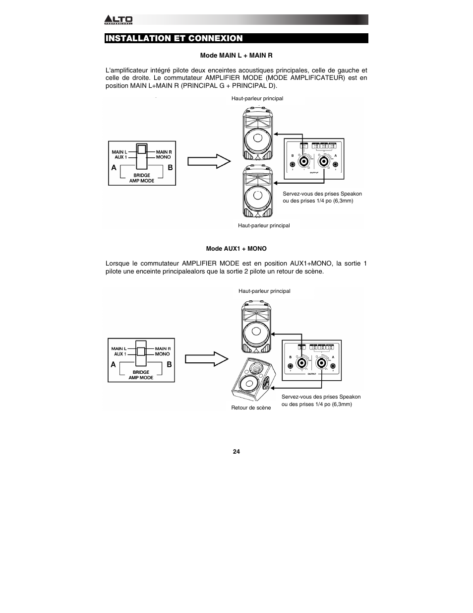 Installation et connexion | Alto Professional TMX120DFX User Manual | Page 24 / 52