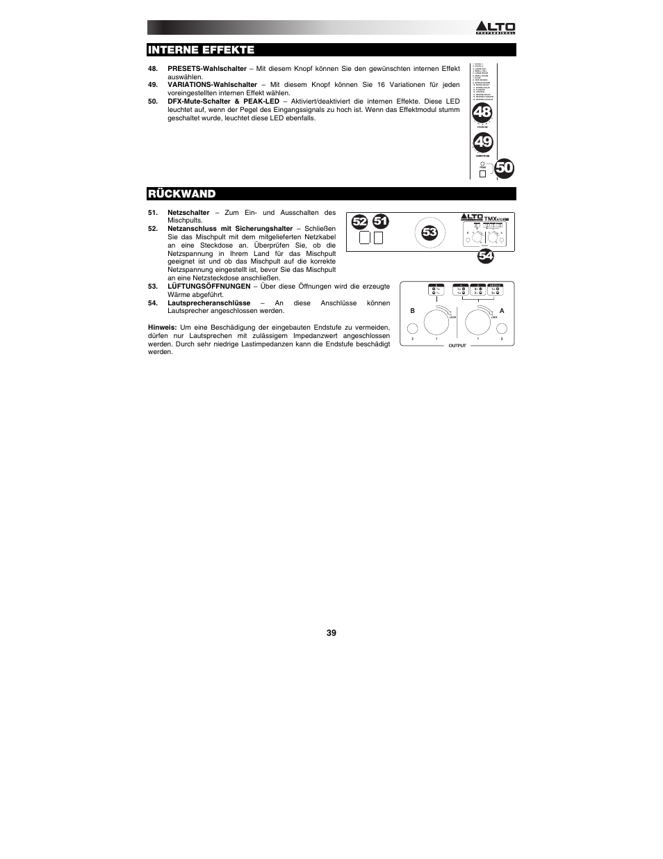 Alto Professional TMX120DFX User Manual | Page 39 / 52