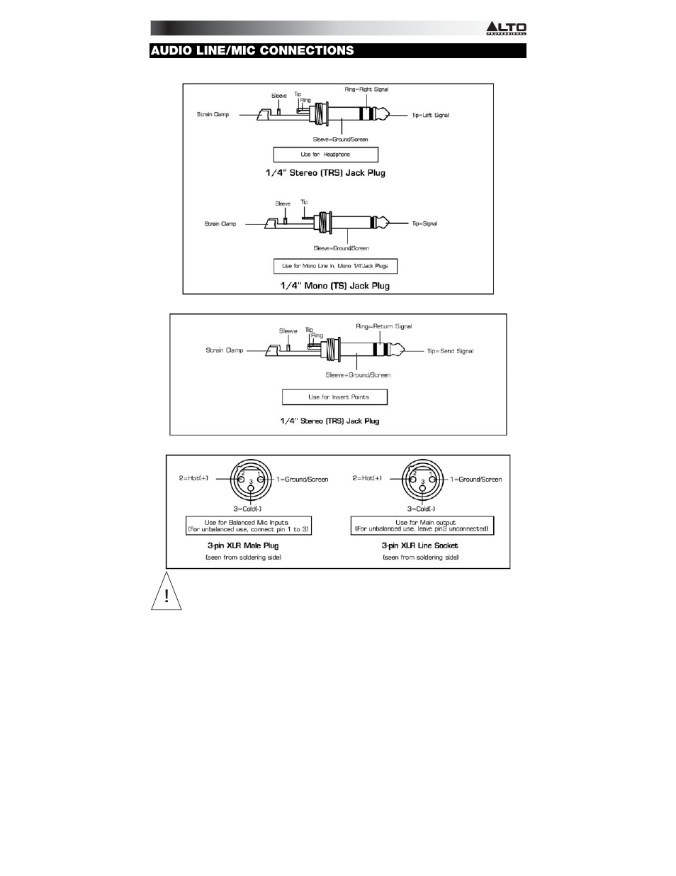 Audio line/mic connections | Alto Professional RMX508DFX User Manual | Page 8 / 12