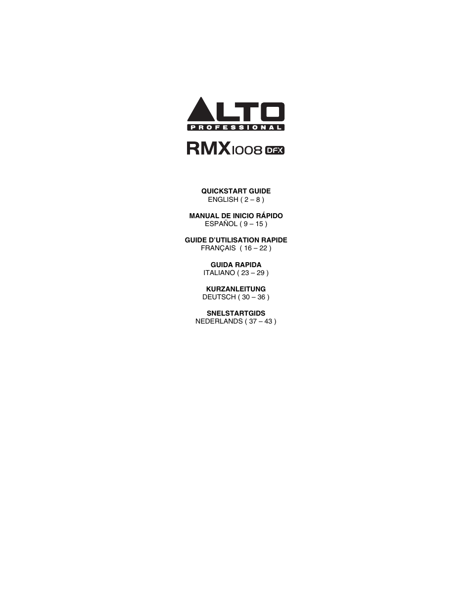 Alto Professional RMX1008DFX User Manual | 44 pages