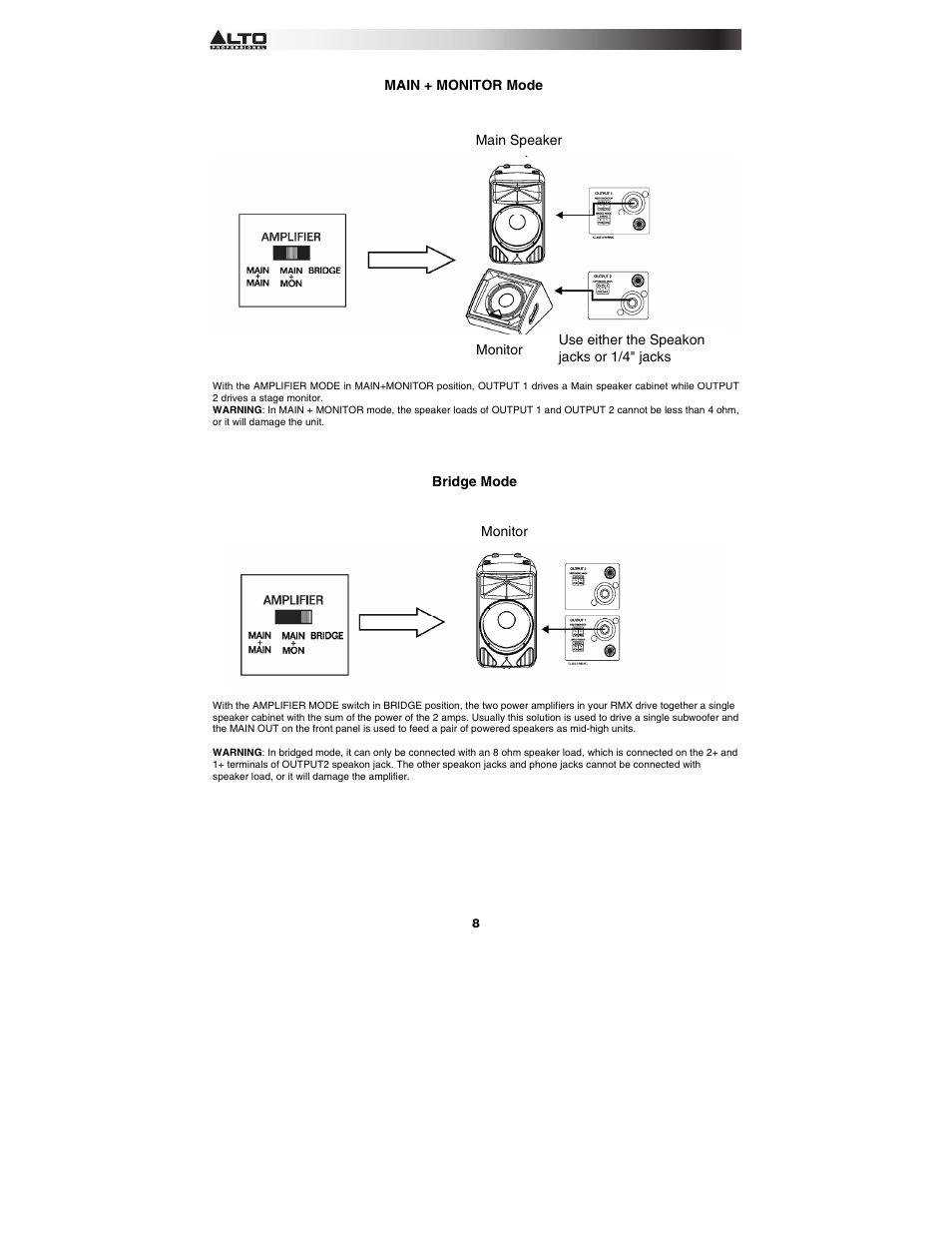 Alto Professional RMX1008DFX User Manual | Page 8 / 44