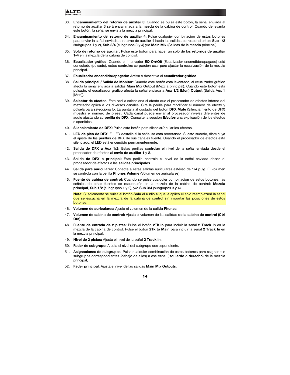 Alto Professional Live 2404 User Manual | Page 14 / 48