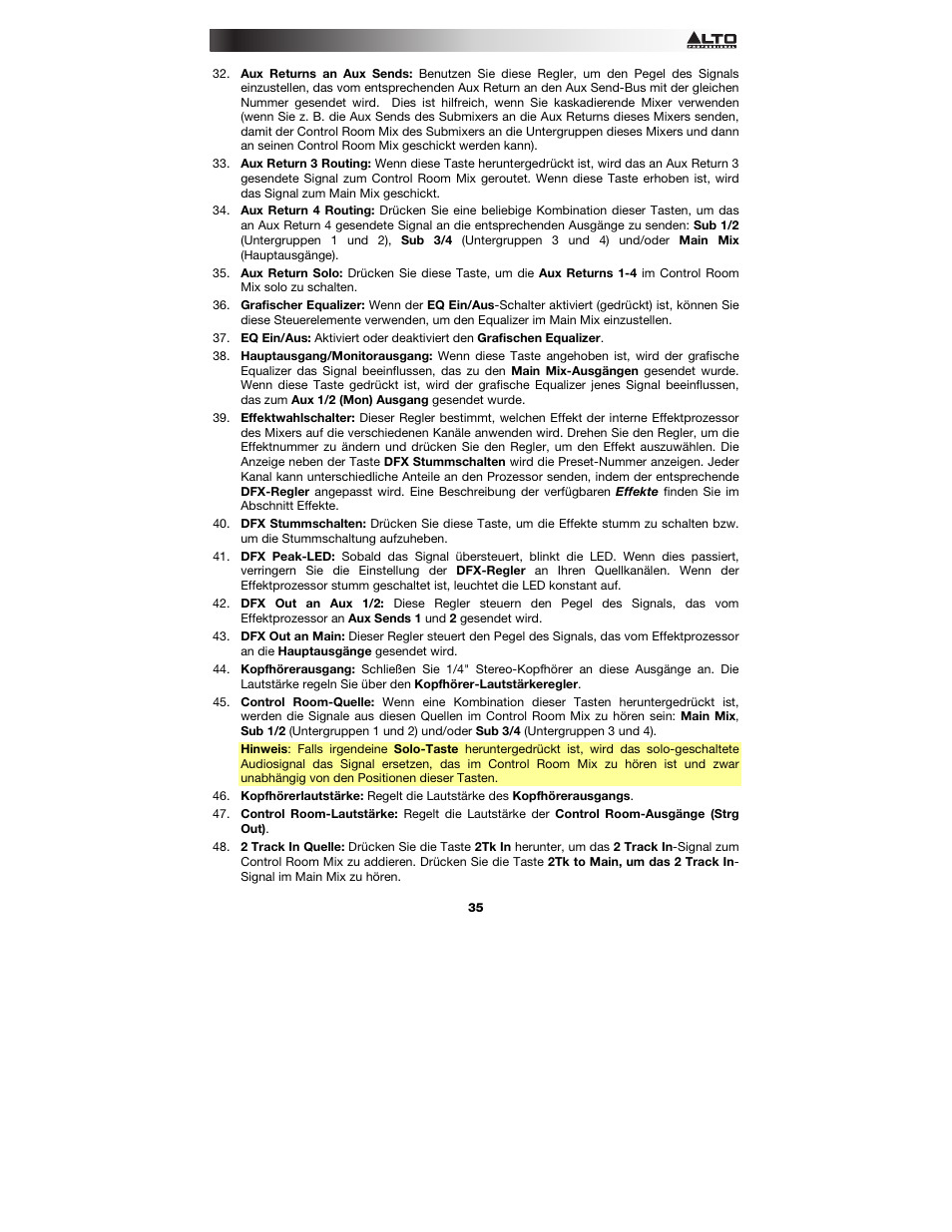 Alto Professional Live 2404 User Manual | Page 35 / 48