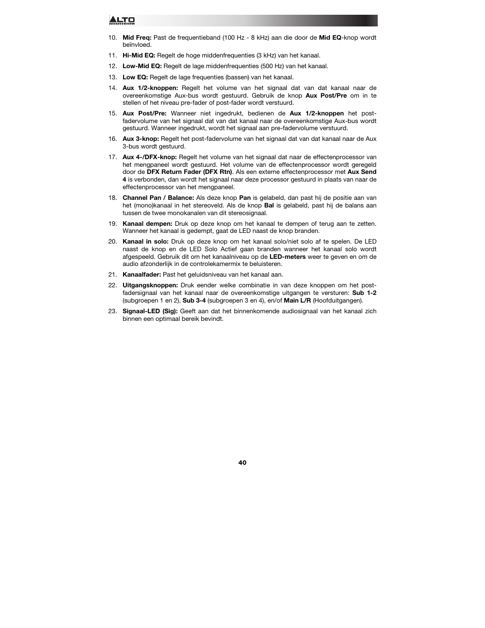 Alto Professional Live 2404 User Manual | Page 40 / 48
