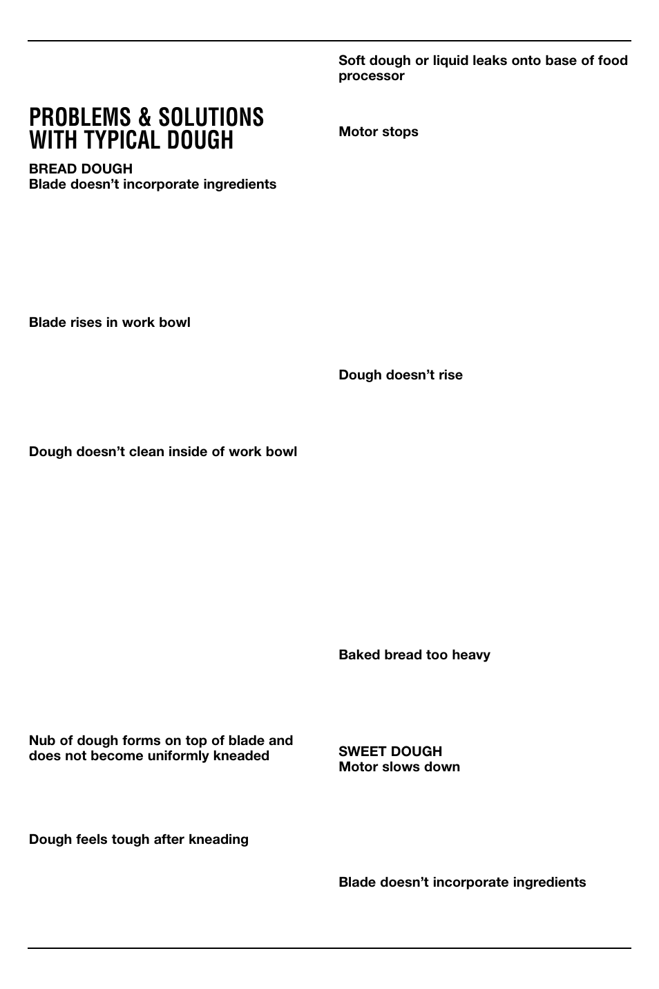 Problems & solutions with typical dough | Cuisinart DFP-14N User Manual | Page 9 / 14