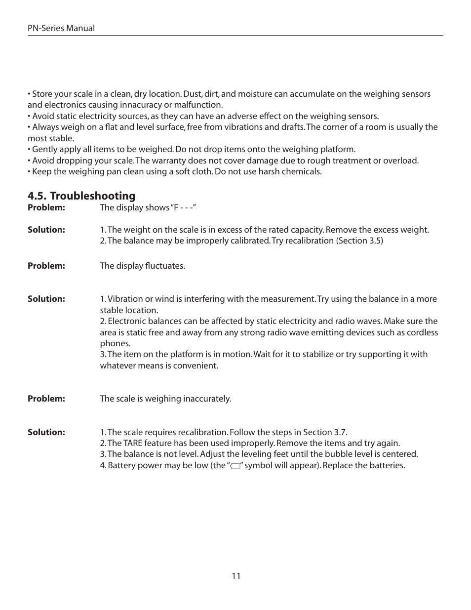 Troubleshooting | American Weigh Scales (AWS) PN-201C User Manual | Page 11 / 11