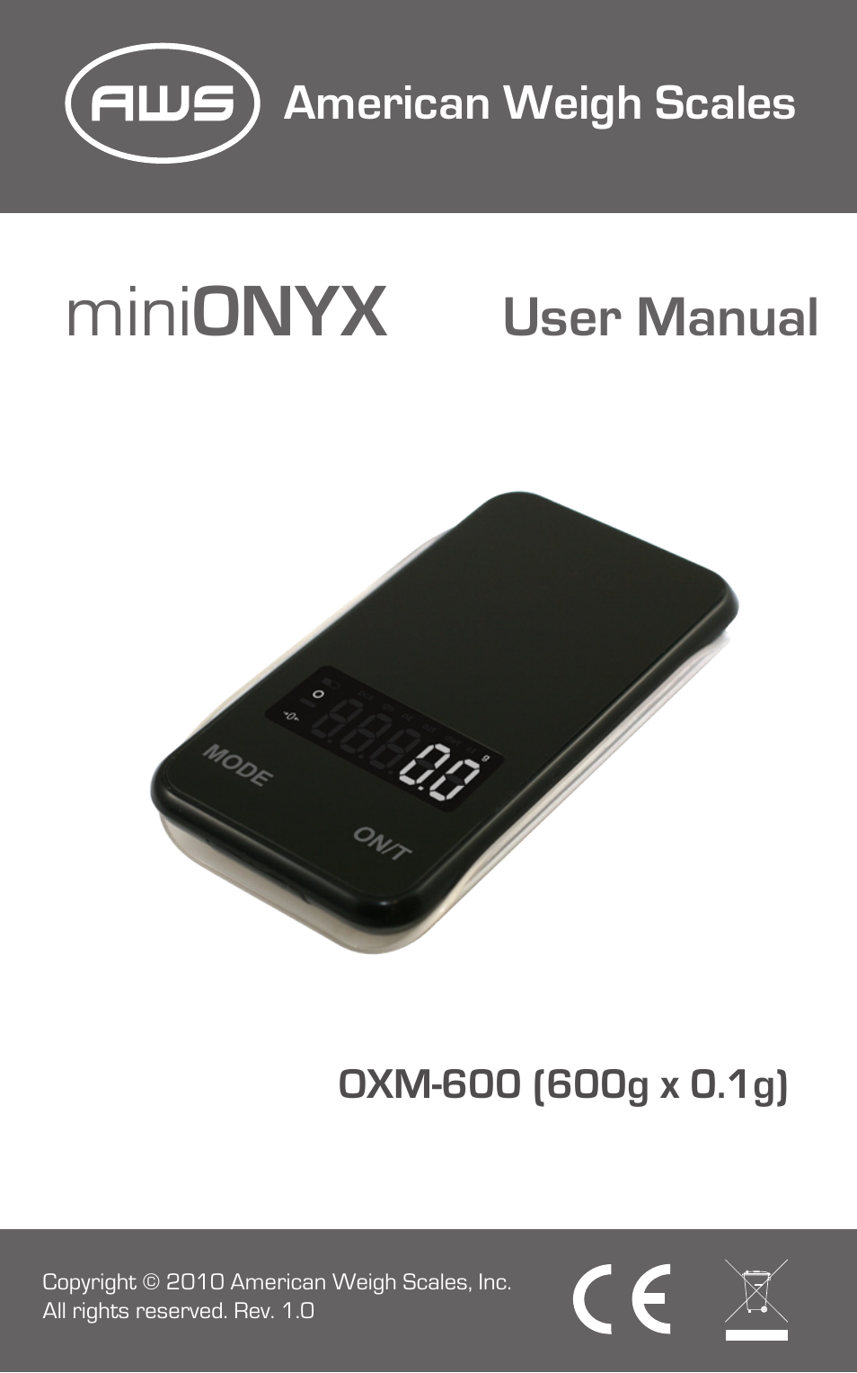 American Weigh Scales (AWS) miniONYX User Manual | 7 pages