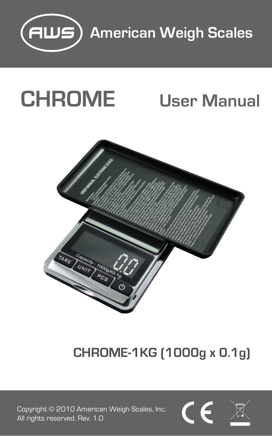 American Weigh Scales (AWS) CHROME-1KG User Manual | 7 pages