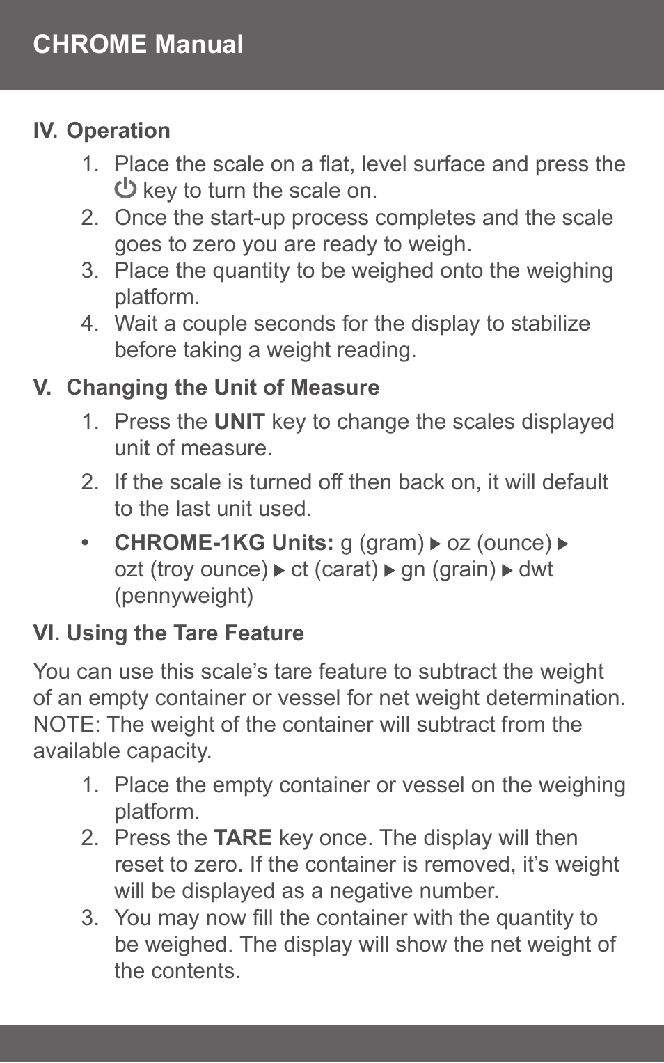 American Weigh Scales (AWS) CHROME-1KG User Manual | Page 4 / 7