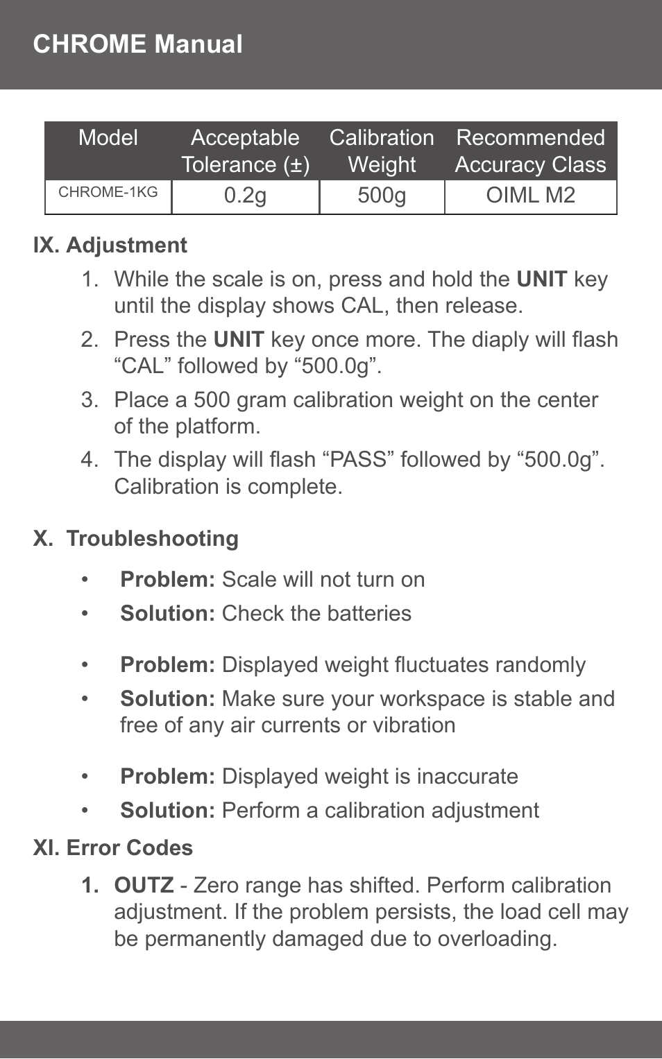 American Weigh Scales (AWS) CHROME-1KG User Manual | Page 6 / 7