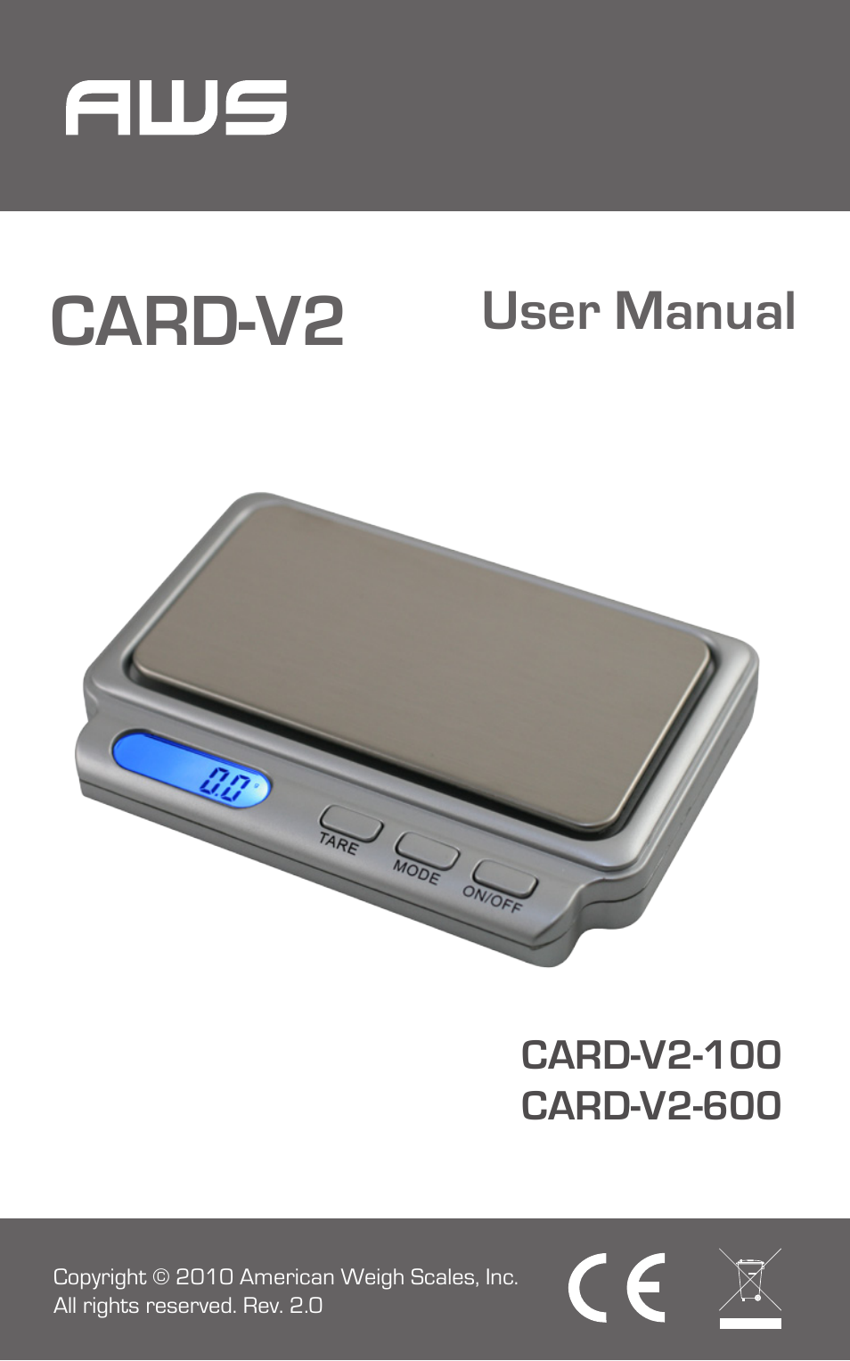 American Weigh Scales (AWS) Card-V2-600 User Manual | 7 pages