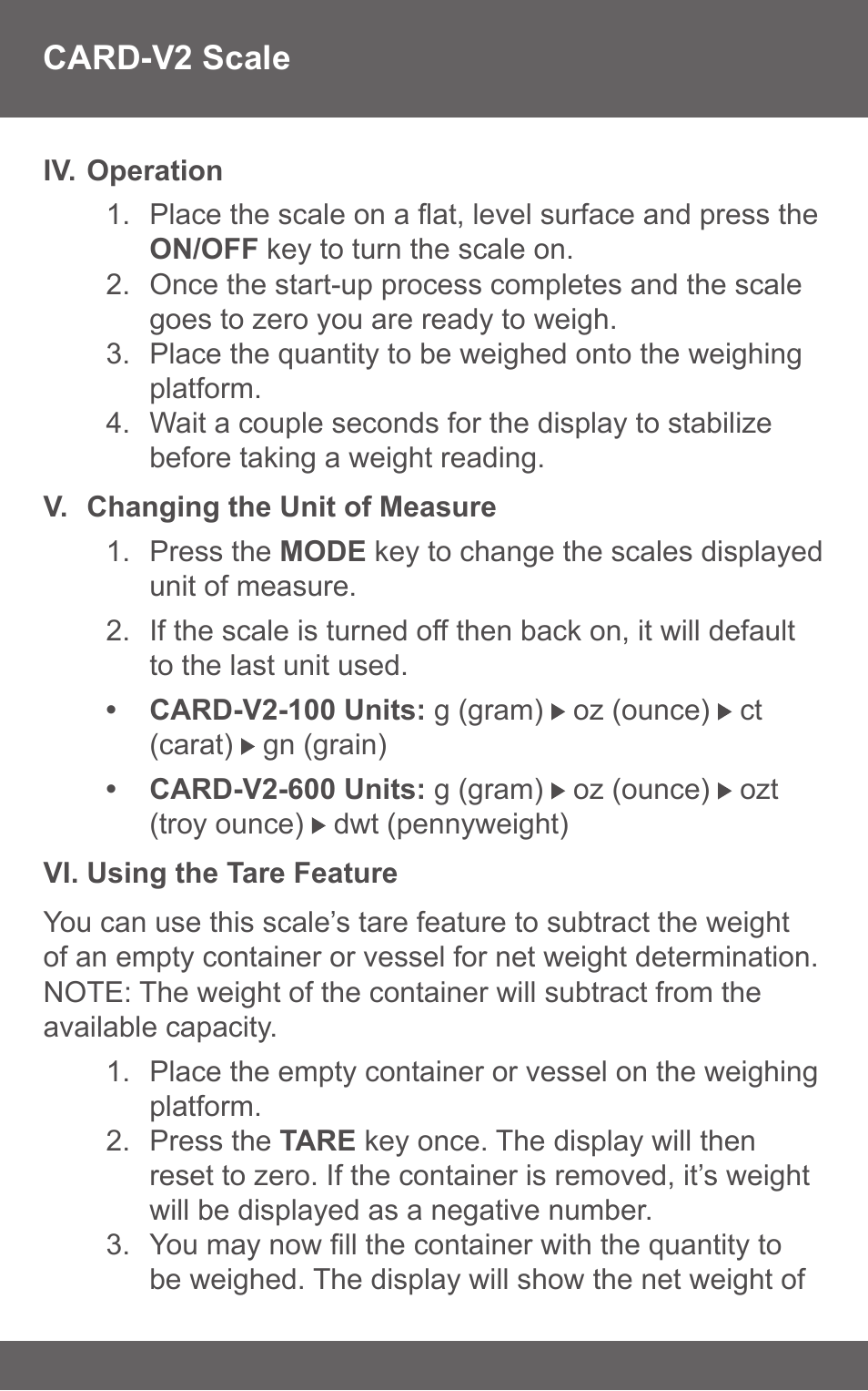 American Weigh Scales (AWS) Card-V2-600 User Manual | Page 4 / 7