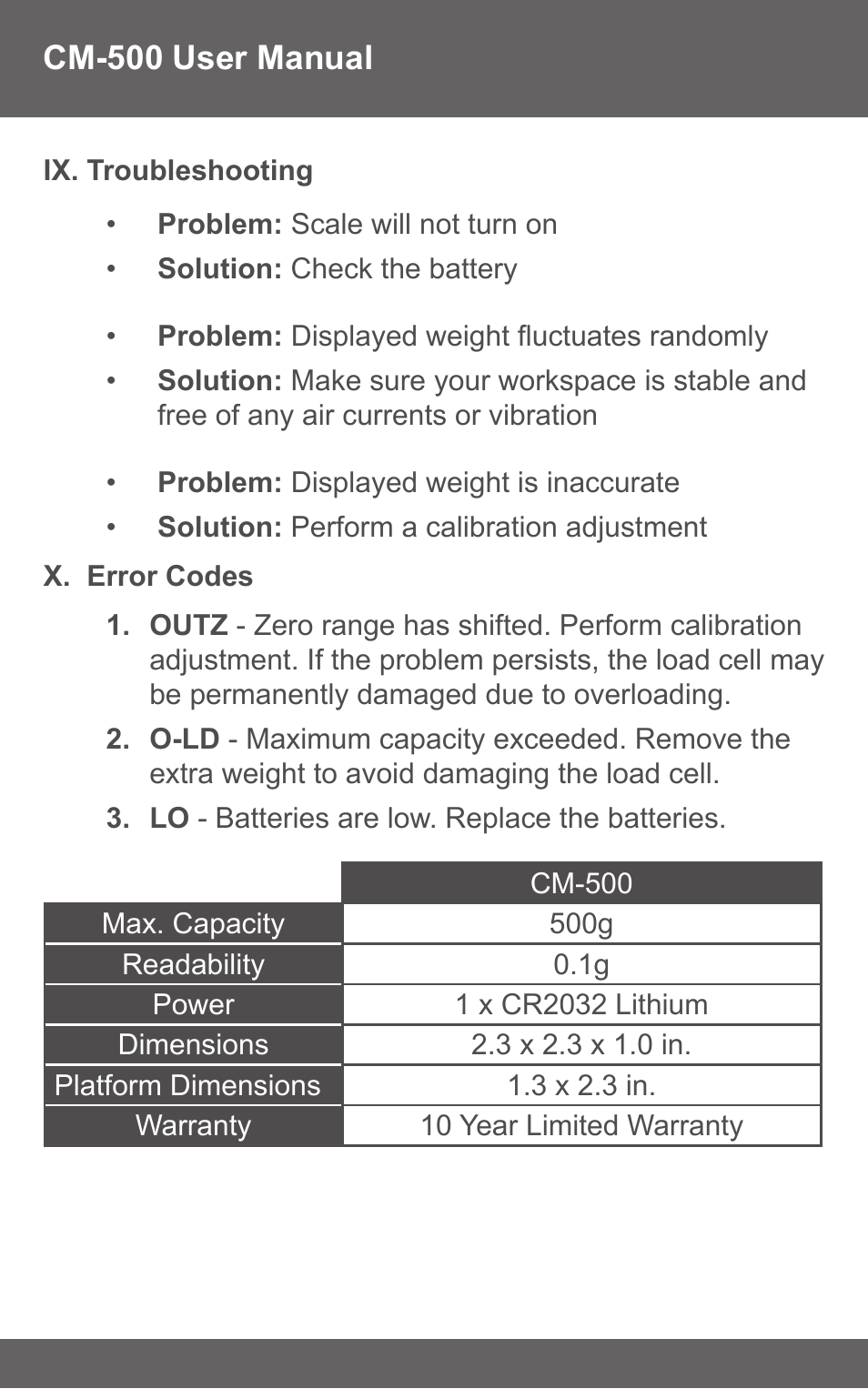 American Weigh Scales (AWS) CM-500 User Manual | Page 6 / 6