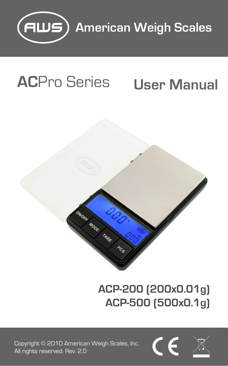 American Weigh Scales (AWS) AC PRO-500 User Manual | 7 pages