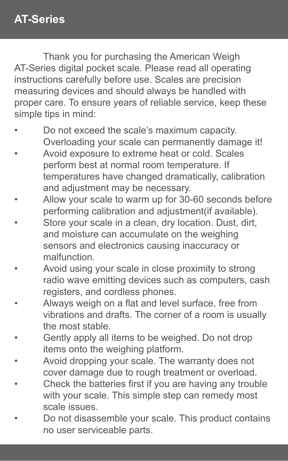 American Weigh Scales (AWS) AT-500 User Manual | Page 2 / 7