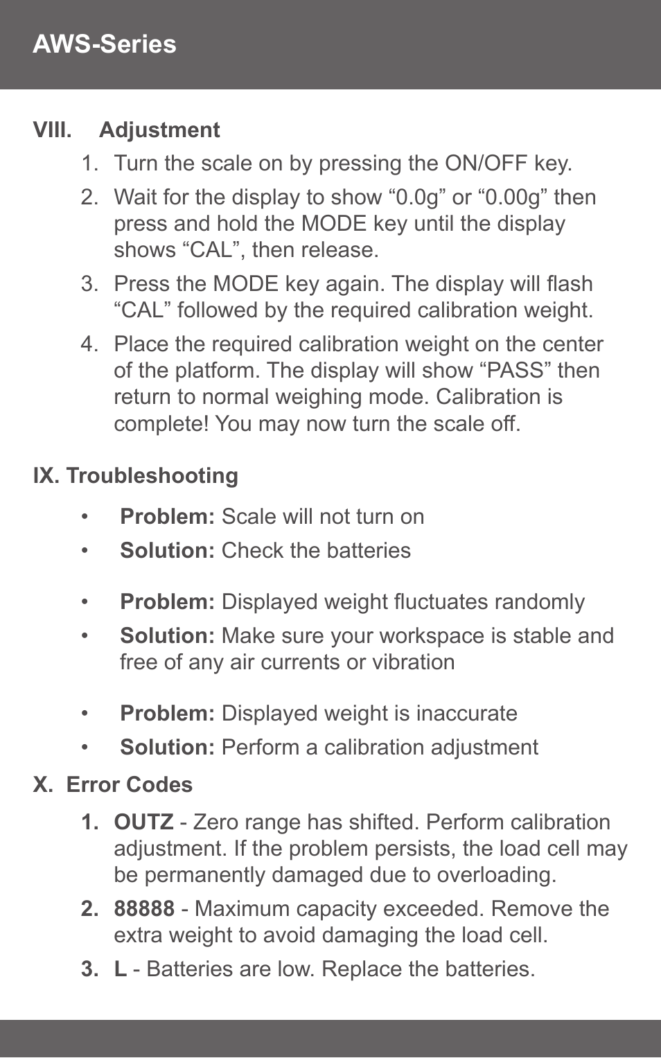 American Weigh Scales (AWS) AMW-250 User Manual | Page 6 / 8