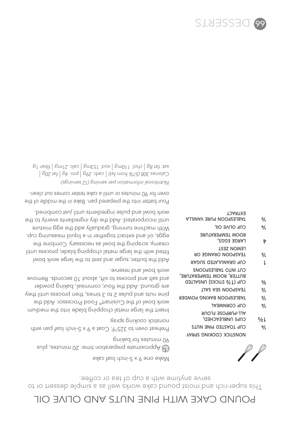 Desserts, Pound cake with pine nuts and olive oil | Cuisinart FP-14 User Manual | Page 27 / 93