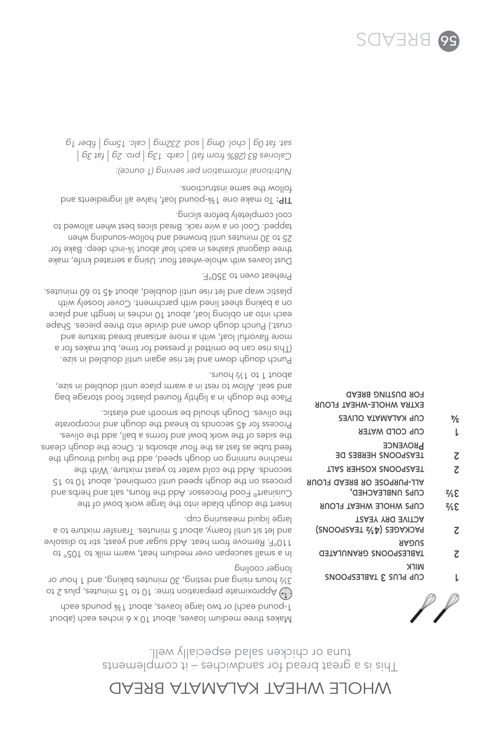 Breads, Whole wheat kalama ta bread | Cuisinart FP-14 User Manual | Page 37 / 93