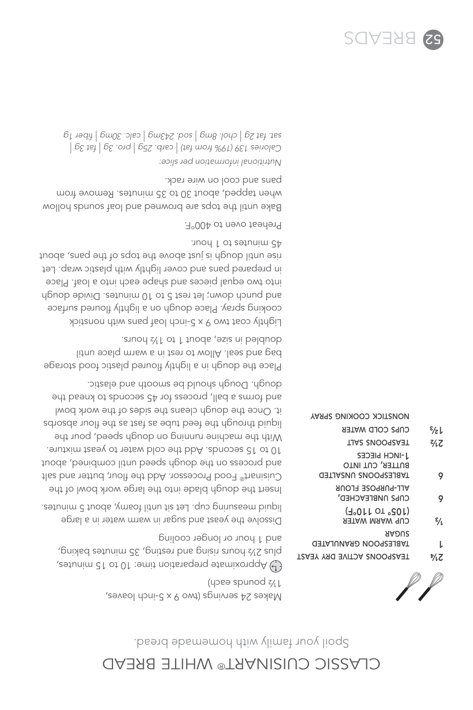 Breads, Classic cuisinart, White bread | Spoil your family with homemade bread | Cuisinart FP-14 User Manual | Page 41 / 93