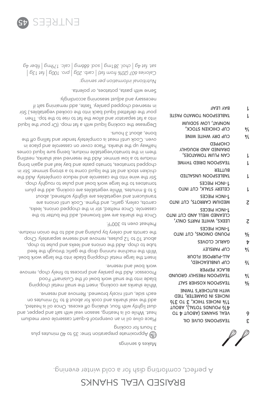 Entrées, Braised veal shanks | Cuisinart FP-14 User Manual | Page 48 / 93