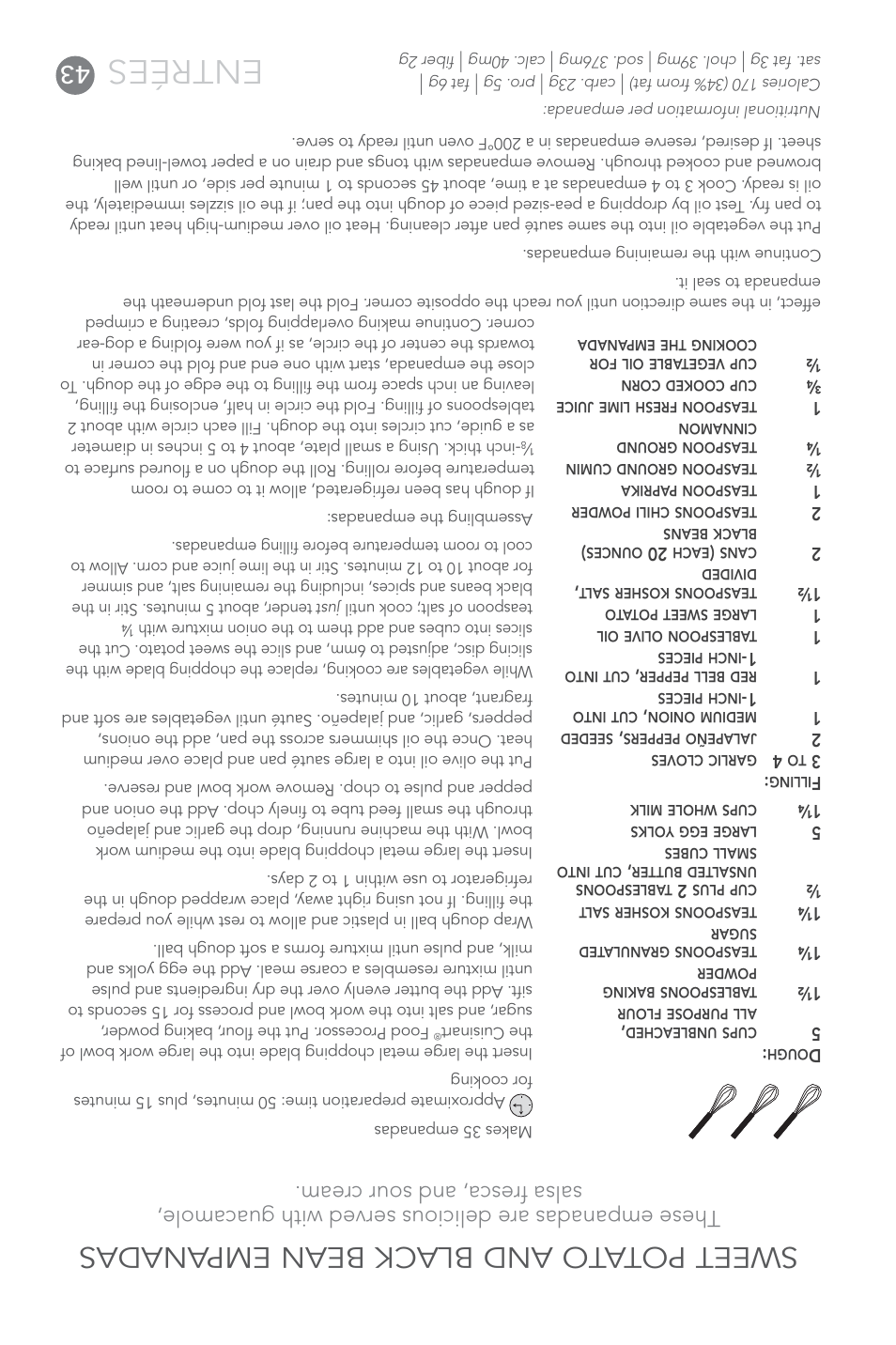 Entrées, Sweet pota to and black bean empanadas | Cuisinart FP-14 User Manual | Page 50 / 93