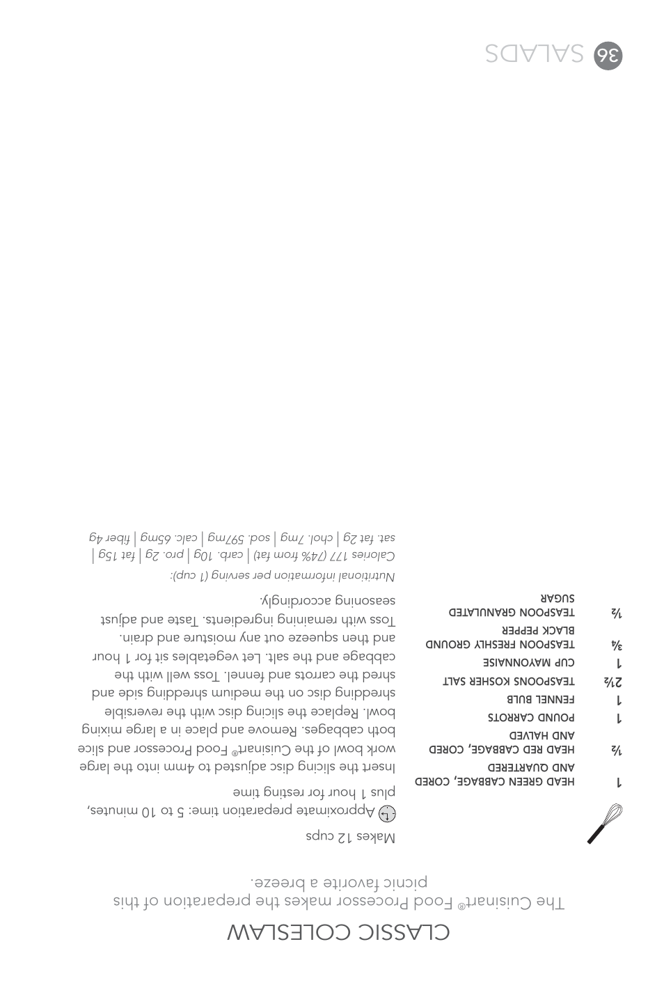 Salads, Classic coleslaw, The cuisinart | Cuisinart FP-14 User Manual | Page 57 / 93