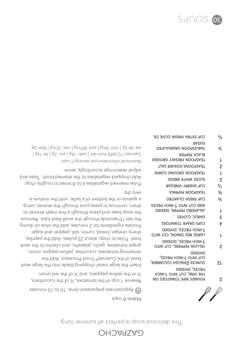 Soups, Gazpacho, This delicious soup is perfect all summer long | Cuisinart FP-14 User Manual | Page 63 / 93