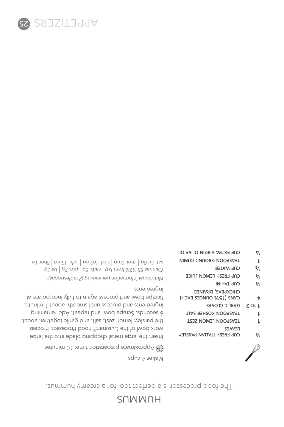 Appetizers, Hummus | Cuisinart FP-14 User Manual | Page 68 / 93