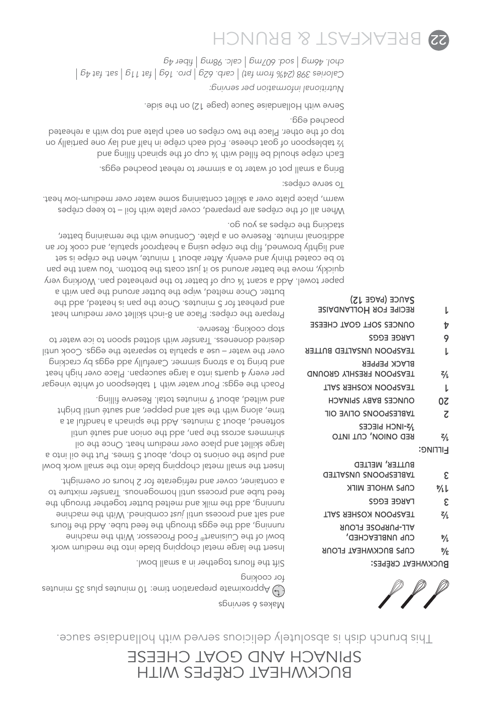 Breakfast & brunch, Buckwheat crêpes with spinach and goat cheese | Cuisinart FP-14 User Manual | Page 71 / 93