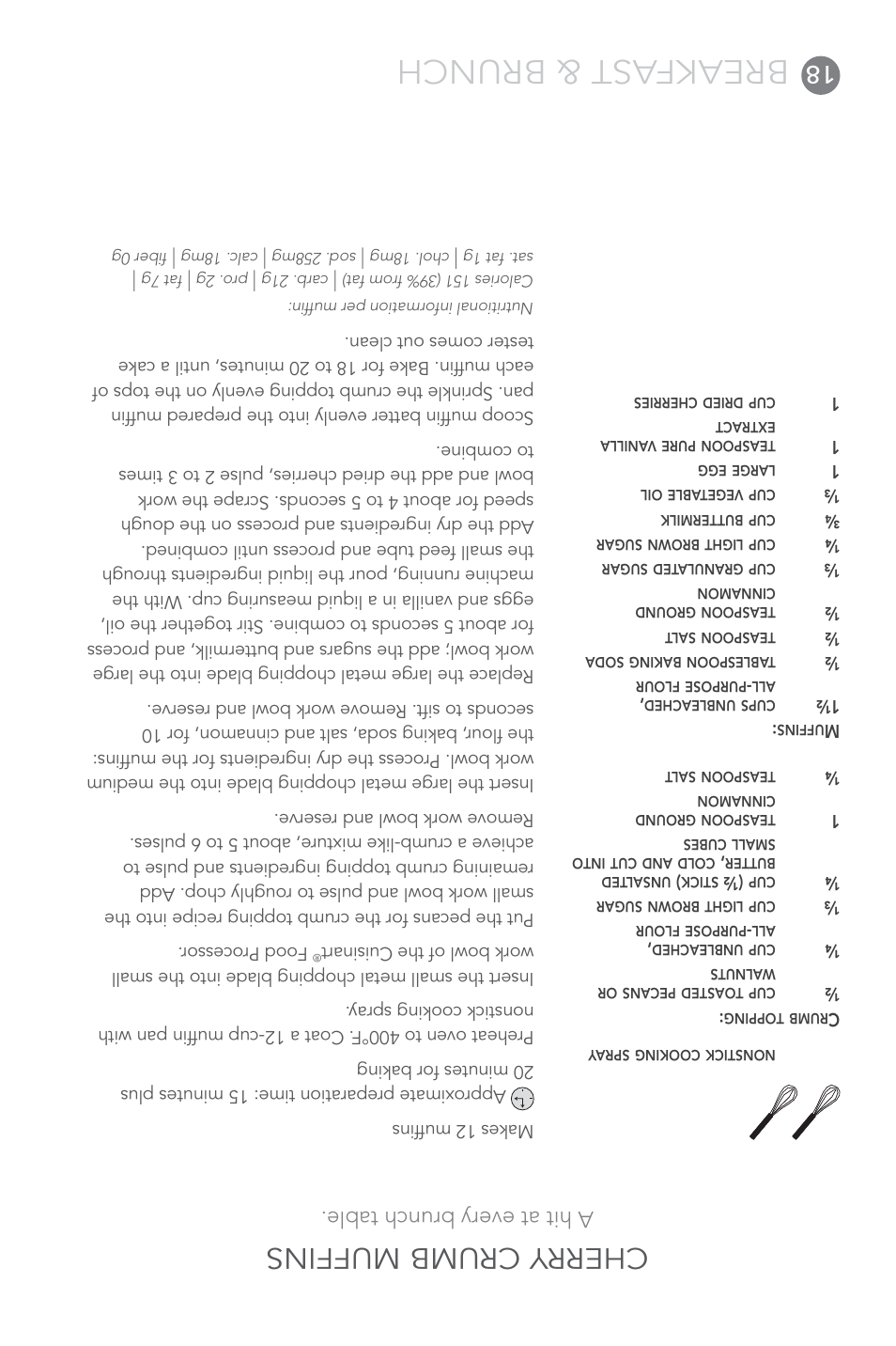 Breakfast & brunch, Cherry crumb muffins, A hit at every brunch table | Cuisinart FP-14 User Manual | Page 75 / 93