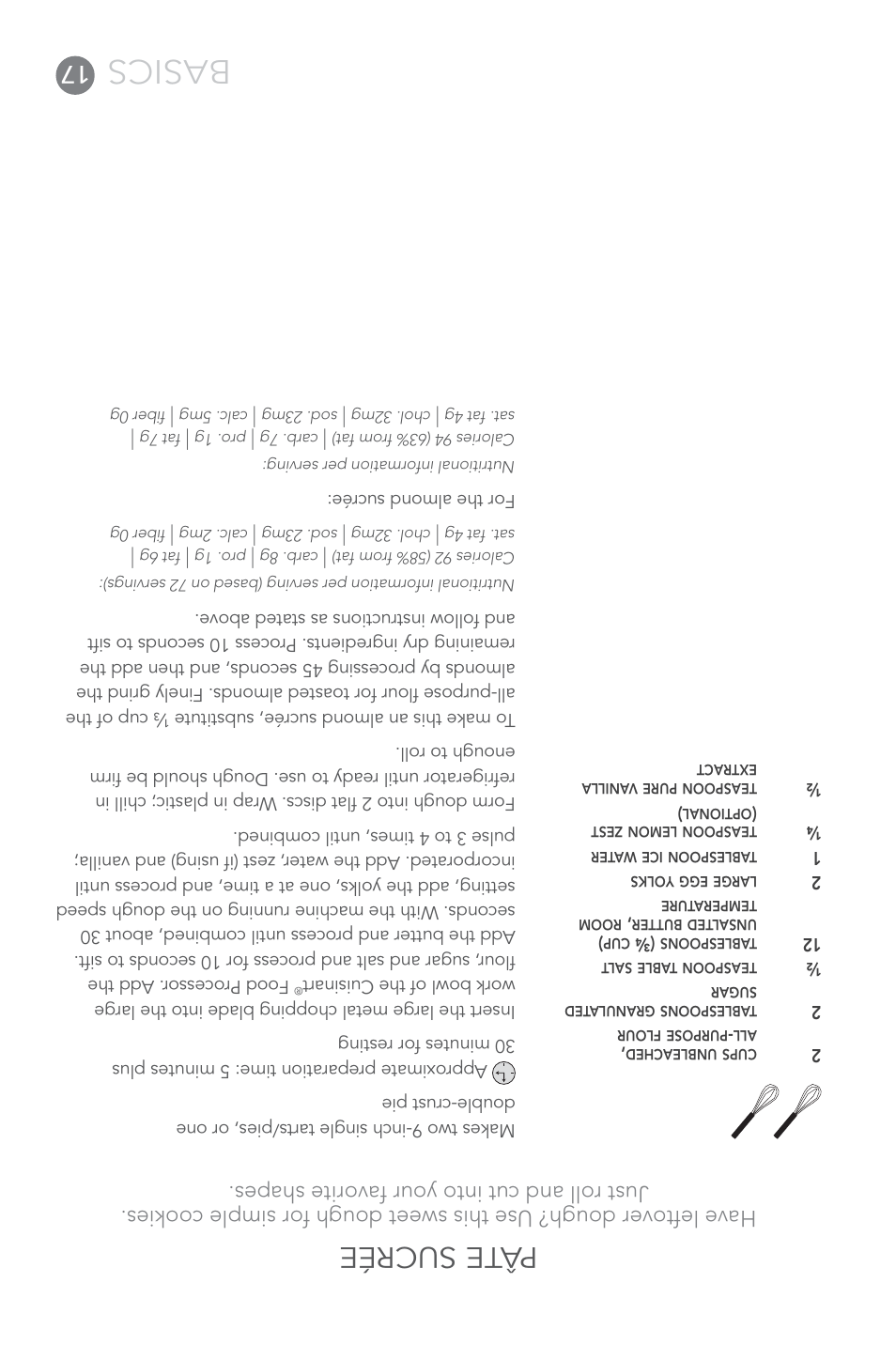 Basics, Pâ te sucrée | Cuisinart FP-14 User Manual | Page 76 / 93