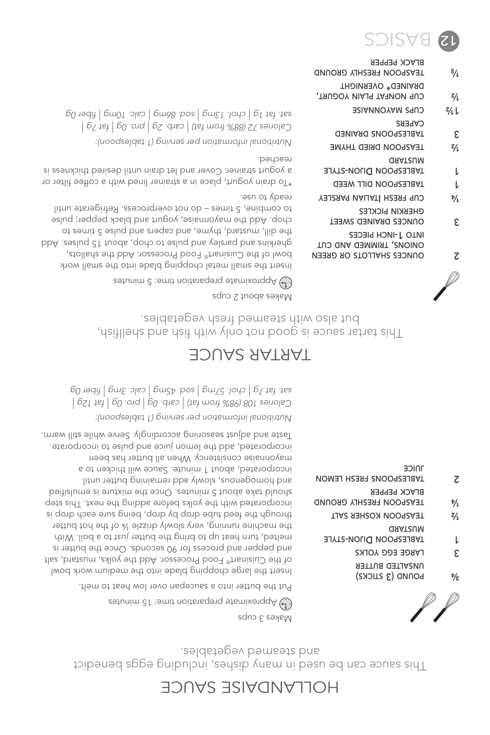 Basics, Hollandaise sauce, Ta rt ar sauce | Cuisinart FP-14 User Manual | Page 81 / 93