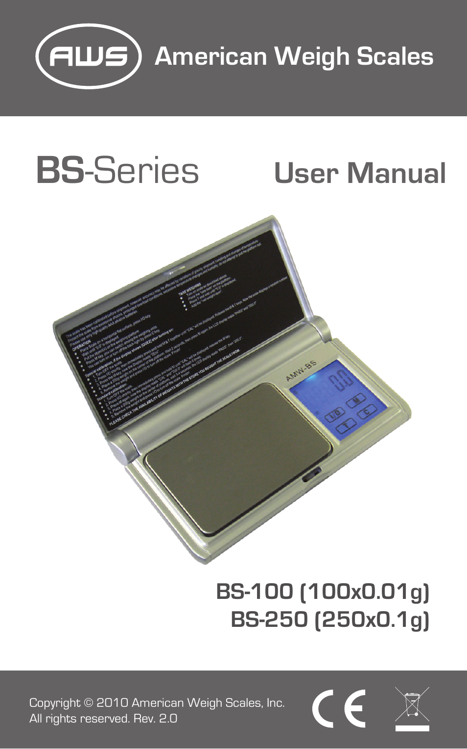 American Weigh Scales (AWS) BS-250 User Manual | 7 pages