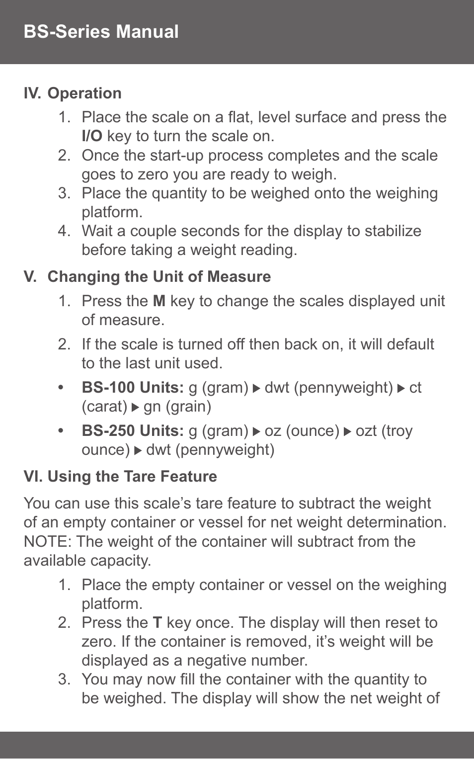 American Weigh Scales (AWS) BS-250 User Manual | Page 4 / 7