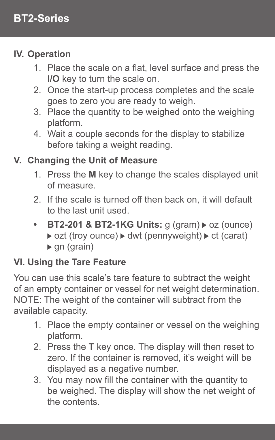 American Weigh Scales (AWS) BT2-1KG User Manual | Page 4 / 7