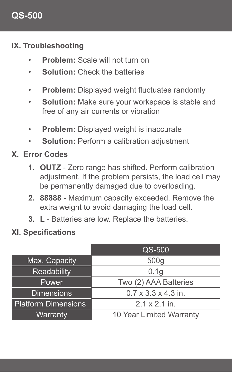 American Weigh Scales (AWS) QS-500 User Manual | Page 6 / 7