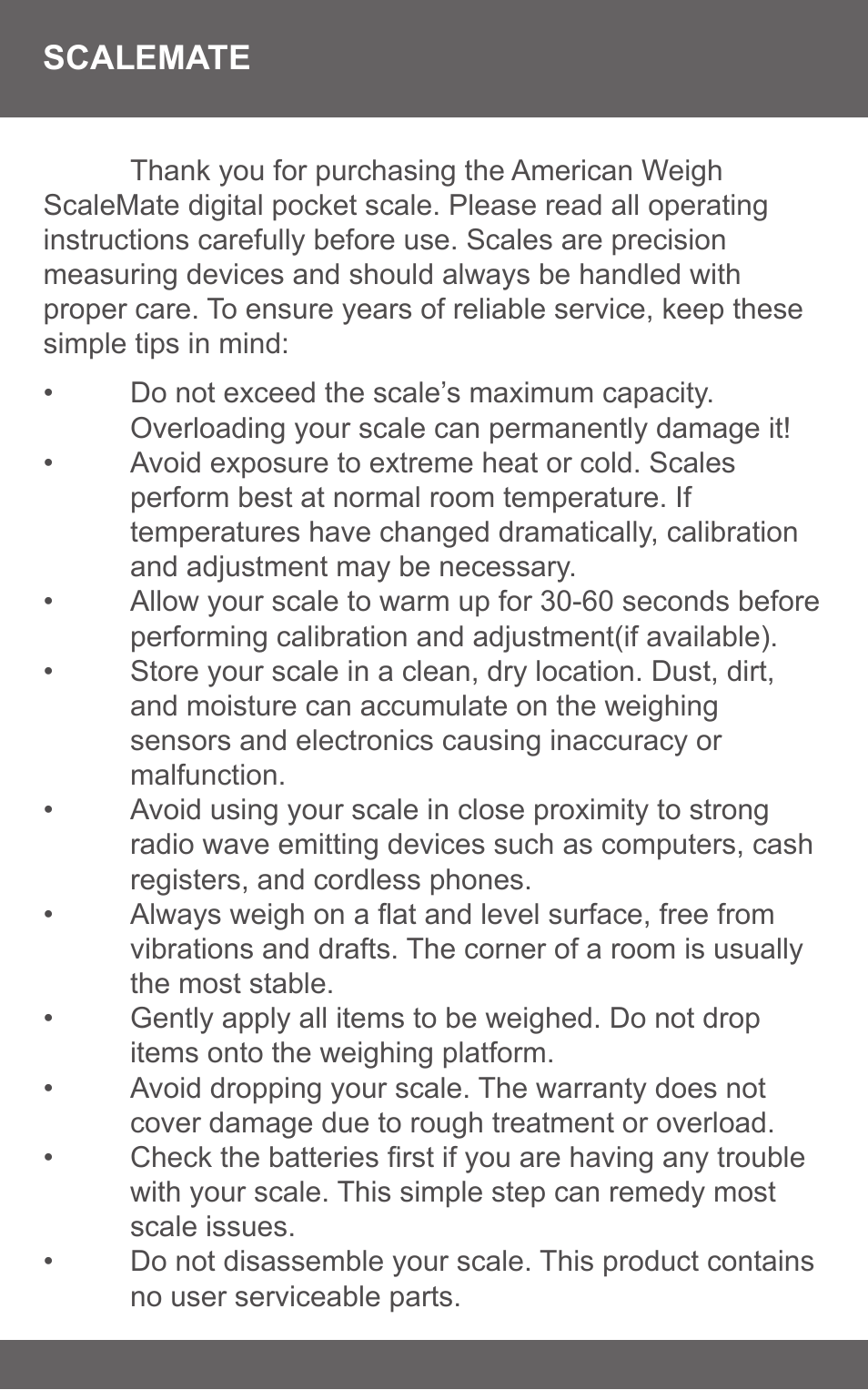 American Weigh Scales (AWS) SM-500 User Manual | Page 2 / 7