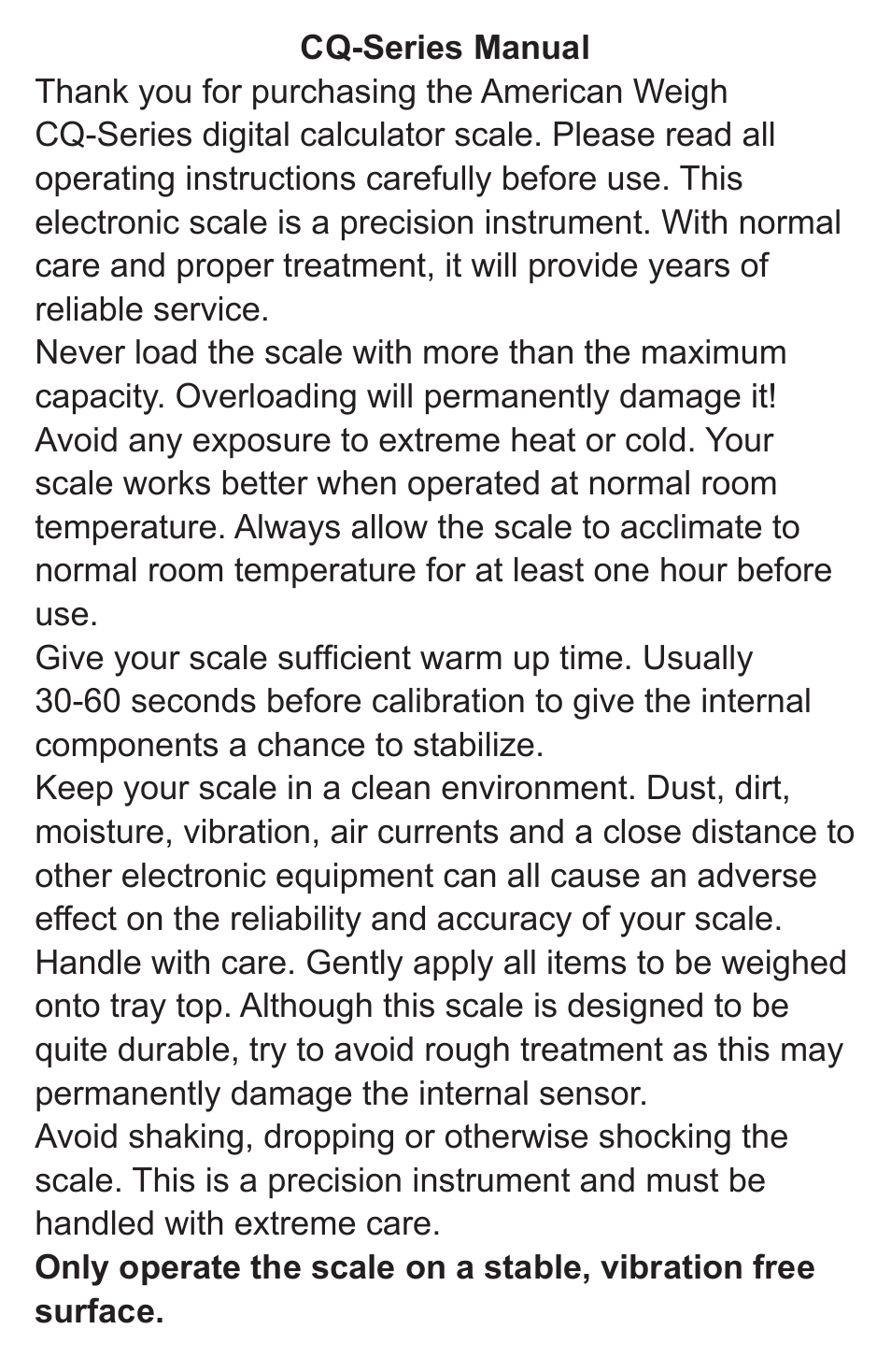 American Weigh Scales (AWS) CQ-350 User Manual | Page 2 / 6