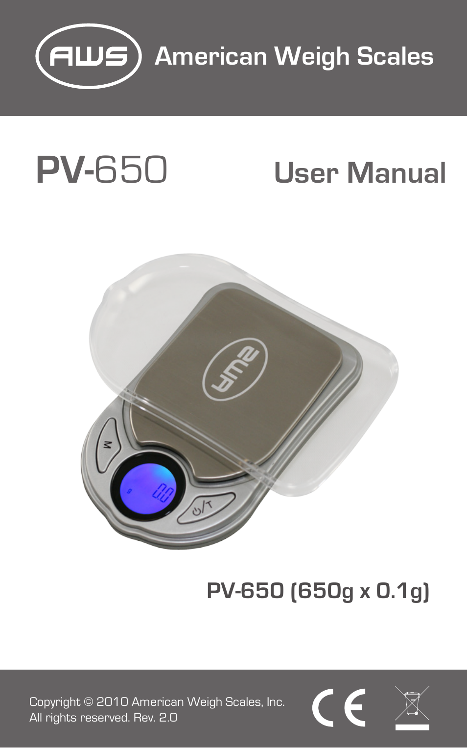 American Weigh Scales (AWS) PV-650 User Manual | 6 pages