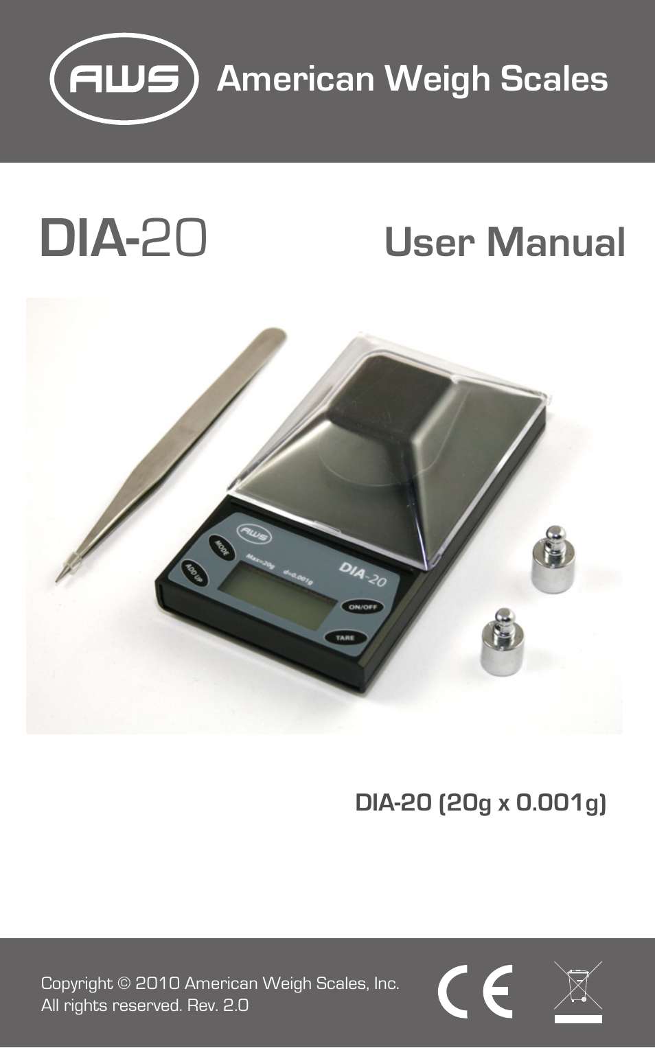 American Weigh Scales (AWS) DIA-20 User Manual | 7 pages