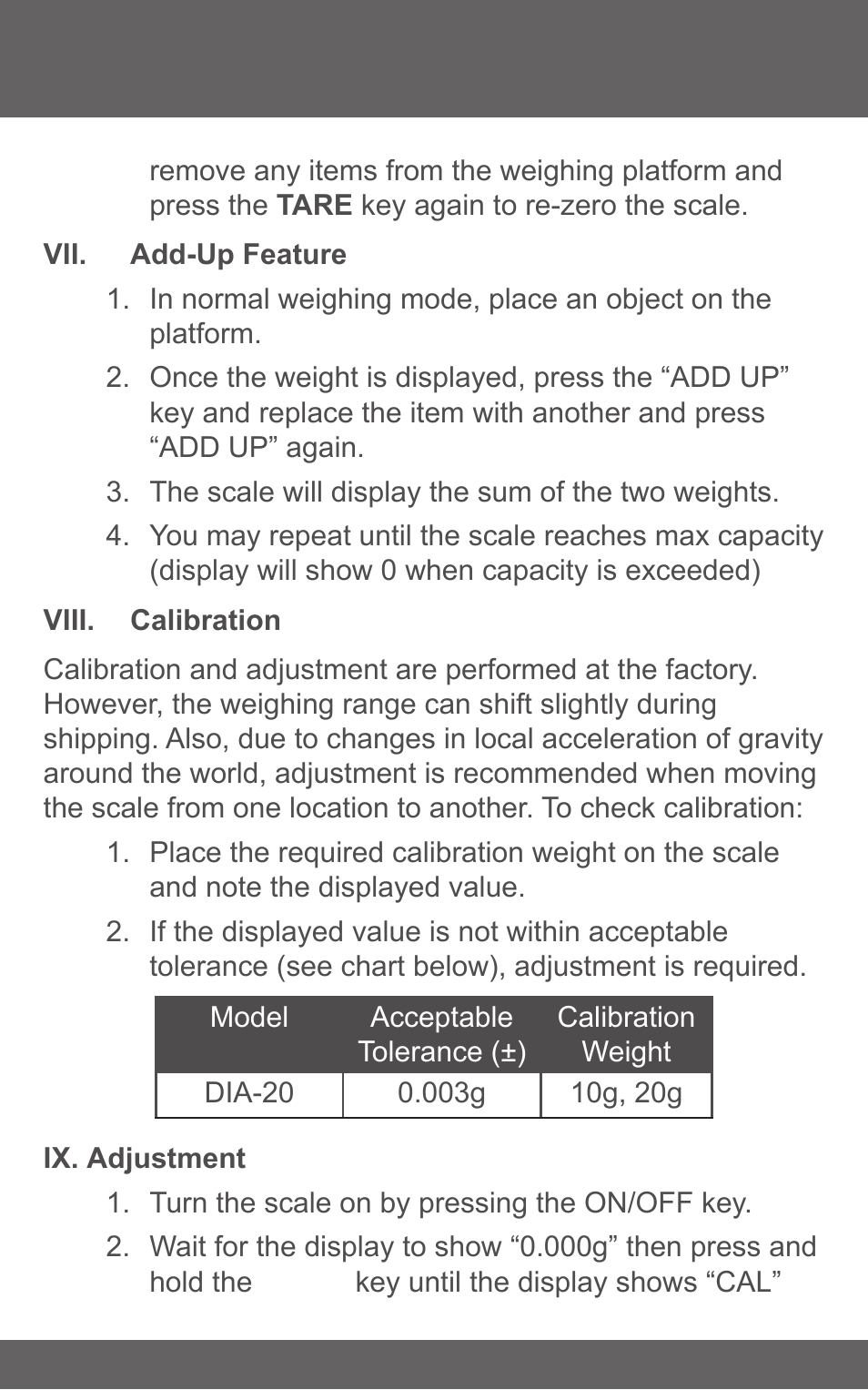 American Weigh Scales (AWS) DIA-20 User Manual | Page 5 / 7