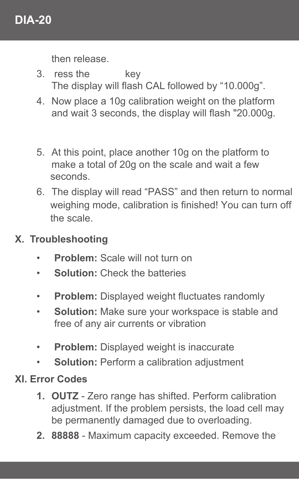 American Weigh Scales (AWS) DIA-20 User Manual | Page 6 / 7