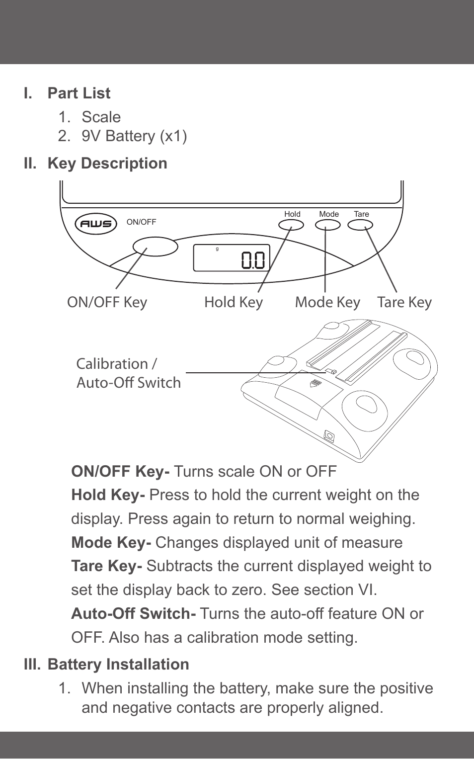 American Weigh Scales (AWS) AMW-500i User Manual | Page 3 / 7