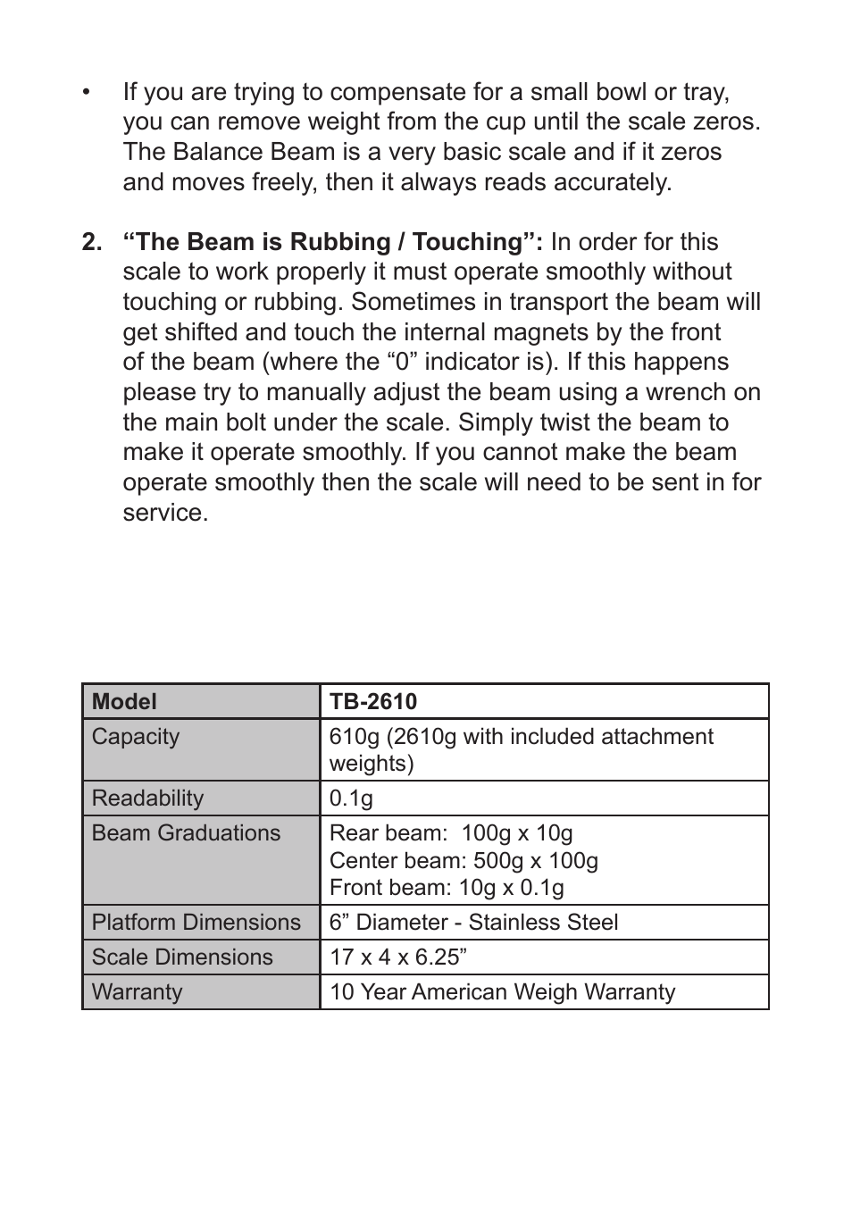 American Weigh Scales (AWS) TB-2610 User Manual | Page 5 / 5