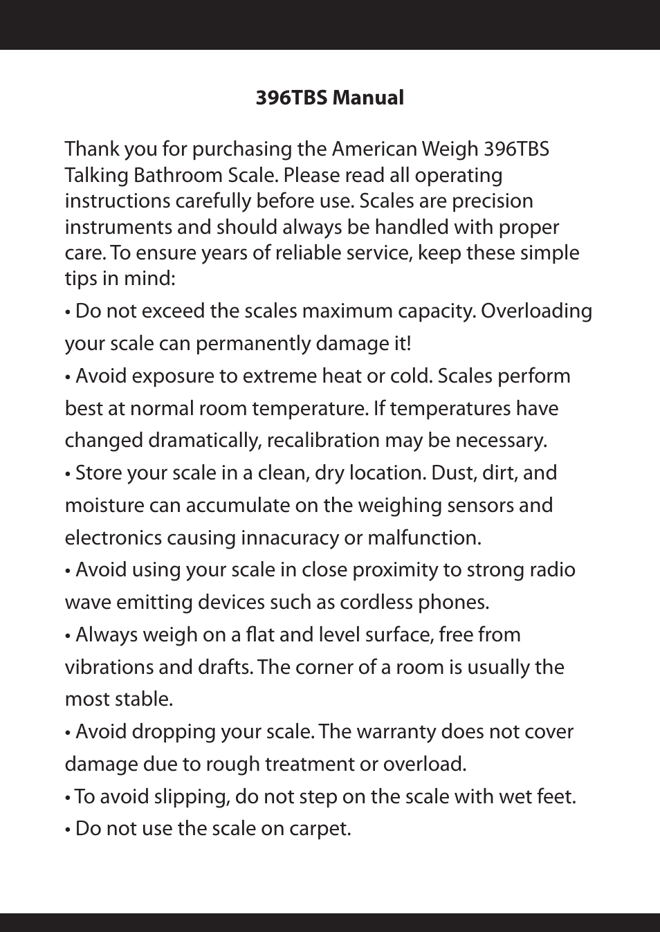 American Weigh Scales (AWS) 396TBS User Manual | Page 2 / 7