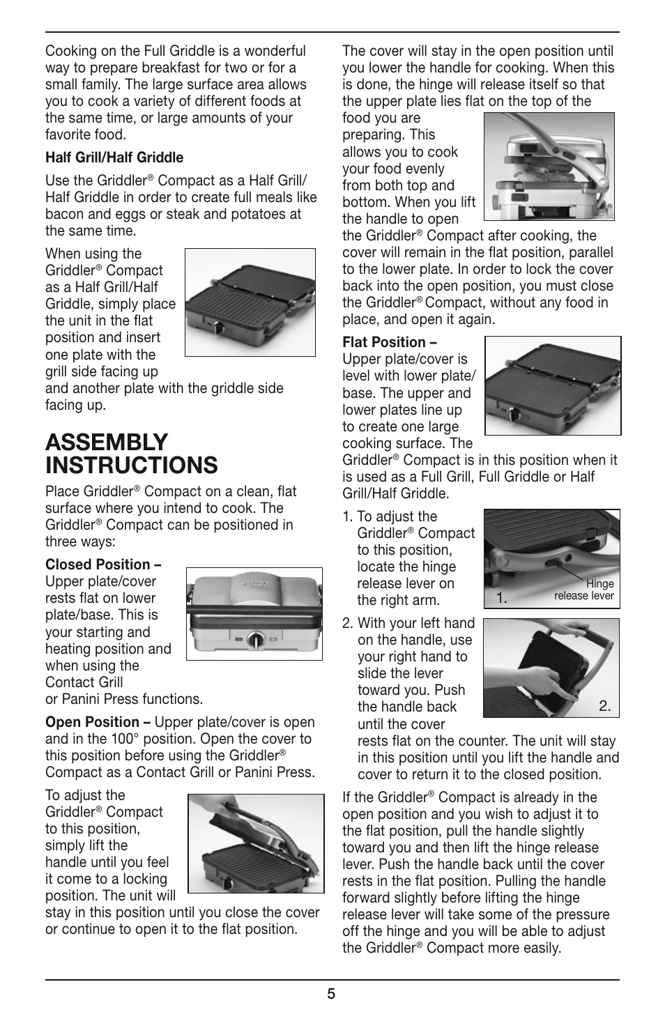 Assembly instructions | Cuisinart COMPACT GR-35 User Manual | Page 5 / 23