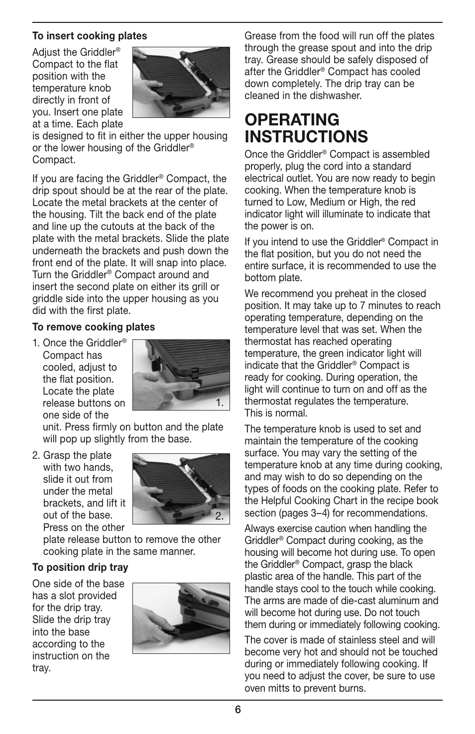 Operating instructions | Cuisinart COMPACT GR-35 User Manual | Page 6 / 23