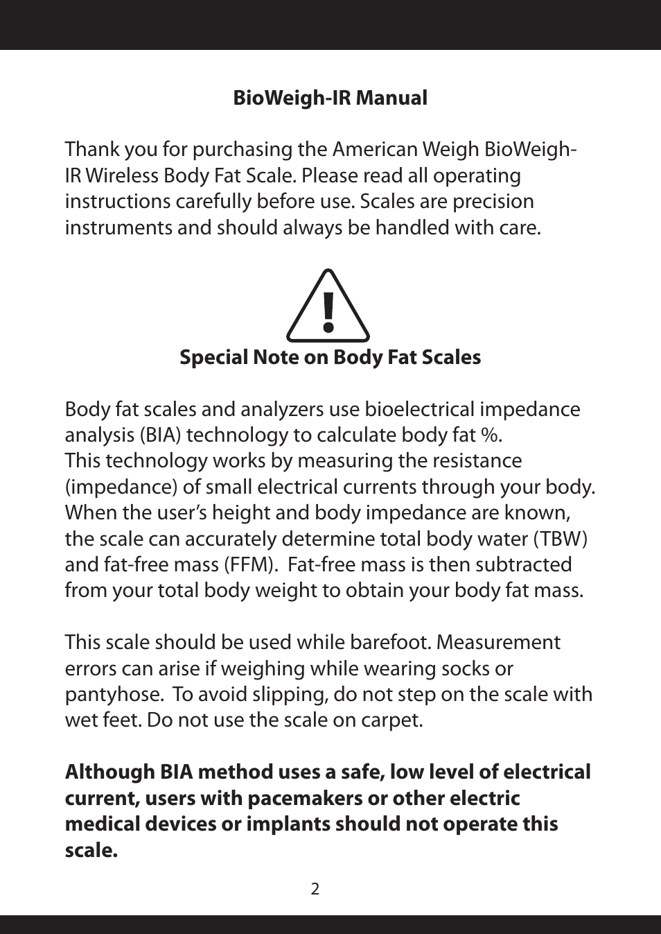 American Weigh Scales (AWS) BioWeigh-IR User Manual | Page 2 / 10